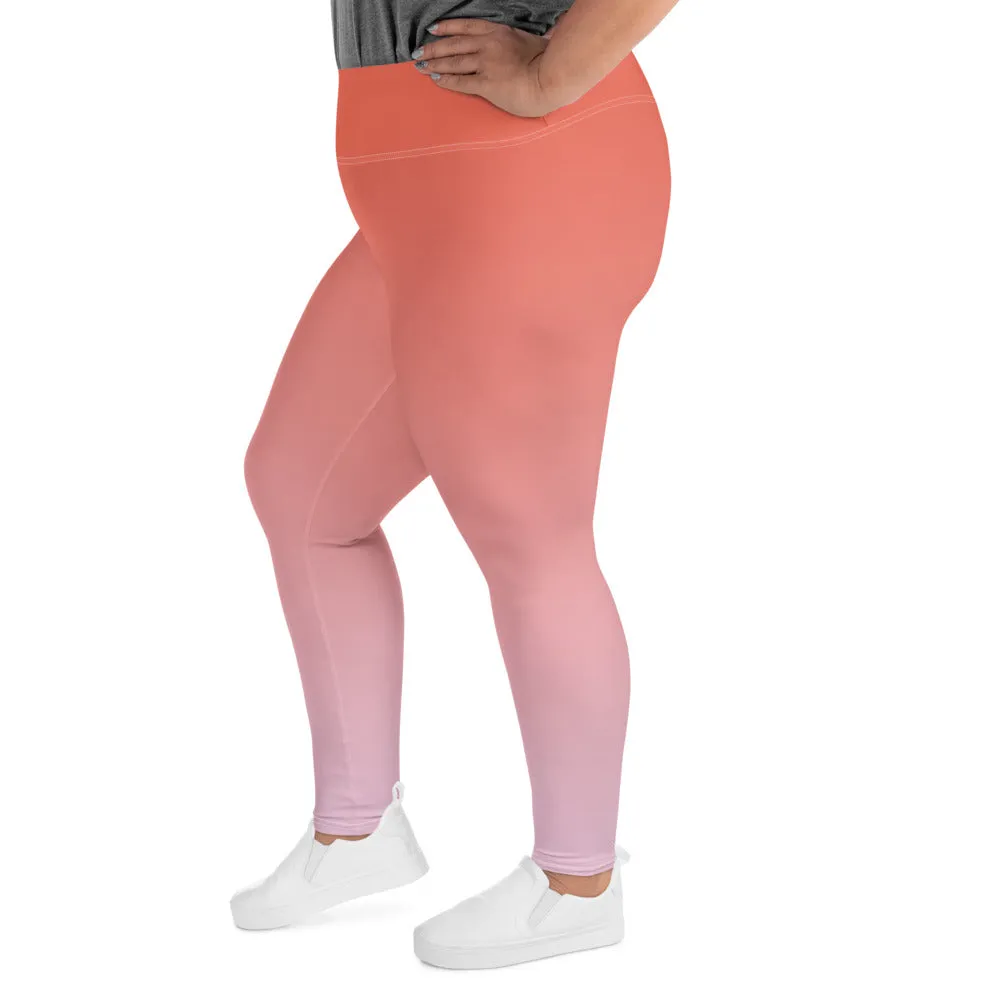 Rose and Pink Ombre Plus Size Leggings