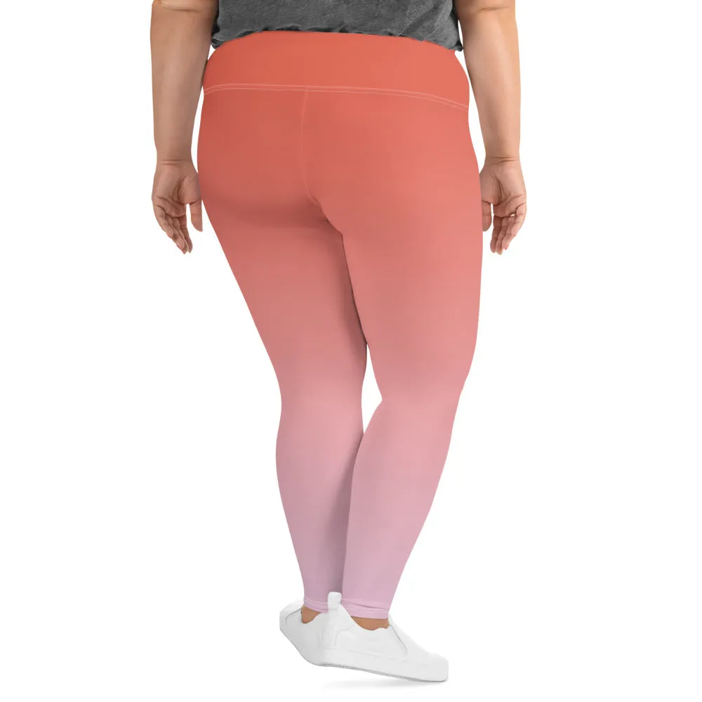 Rose and Pink Ombre Plus Size Leggings