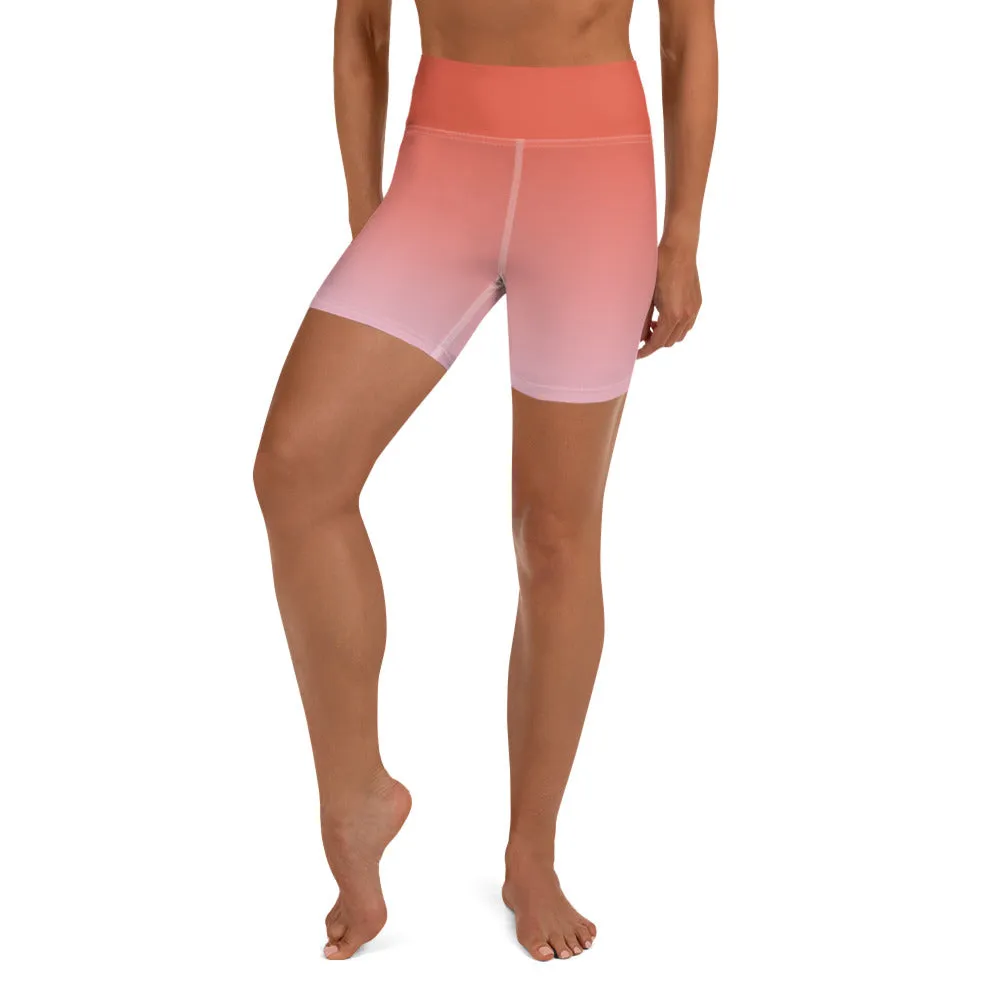 Rose and Pink Ombre Yoga Shorts