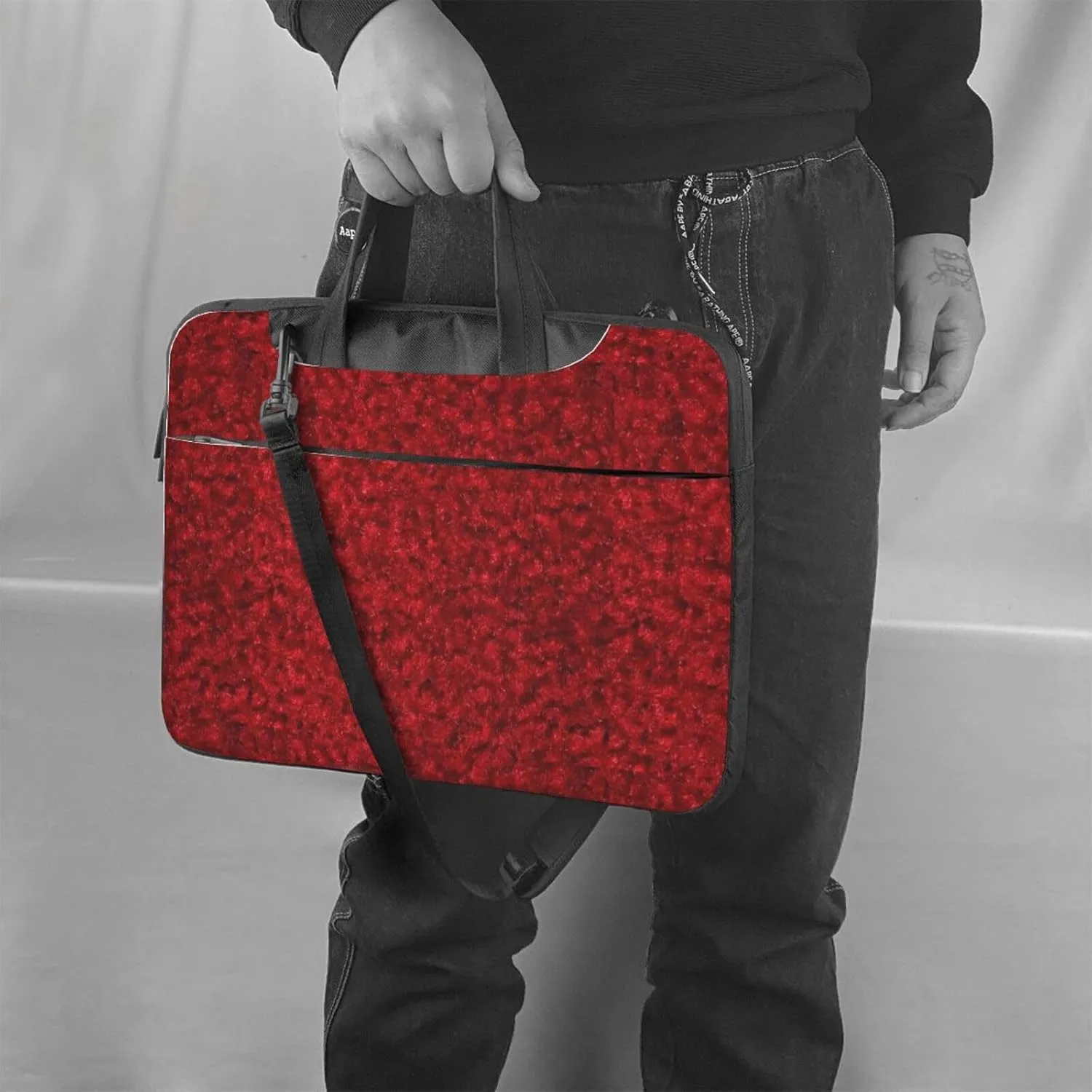 Rose Represents Love Print Laptop Computer Shoulder Bag Carrying Case, Messenger Shoulder Bag For Laptop Or Tablet