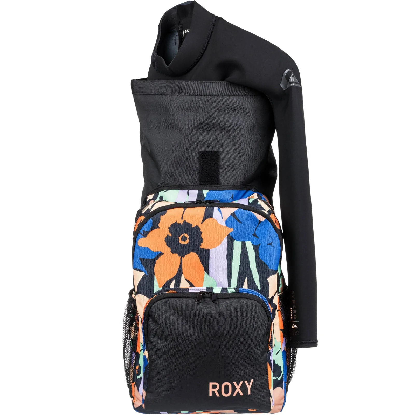 Roxy Adults Ocean Child Floral Rucksack Backpack Bag - Anthracite