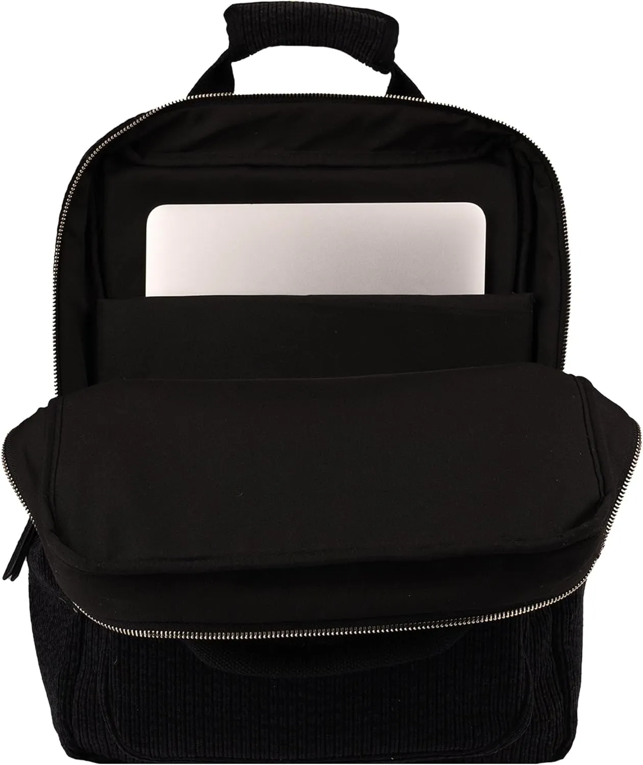 Roxy Women's Feeling Good Stylish Soft Corduroy Backpack Shoulder Straps and Exterior Storage, Anthracite w/Padded Handle, 13L