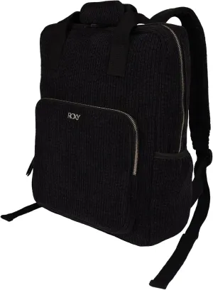 Roxy Women's Feeling Good Stylish Soft Corduroy Backpack Shoulder Straps and Exterior Storage, Anthracite w/Padded Handle, 13L