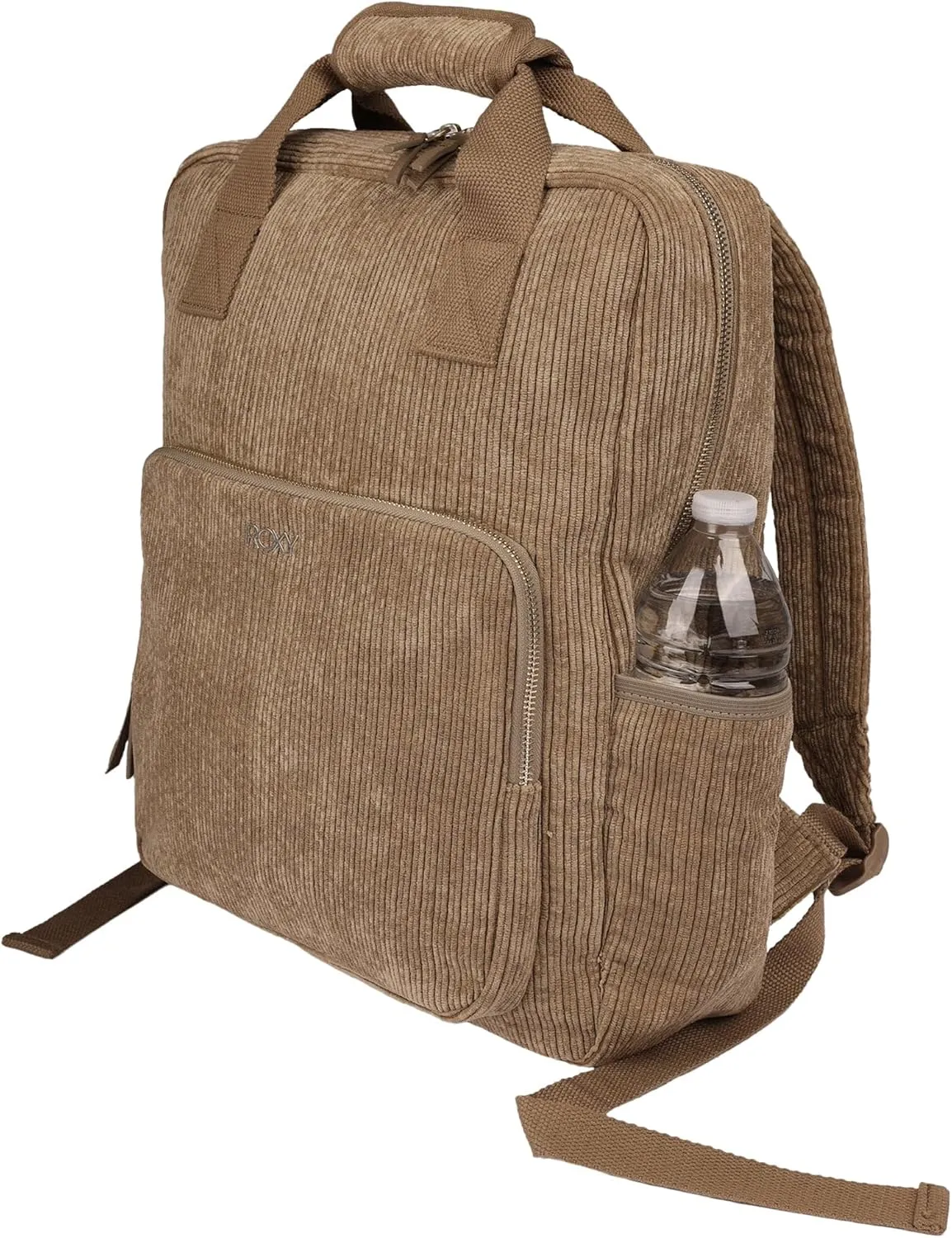 Roxy Women's Feeling Good Stylish Soft Corduroy Backpack with Padded Shoulder Straps and Exterior Storage, Oil Green, 13L