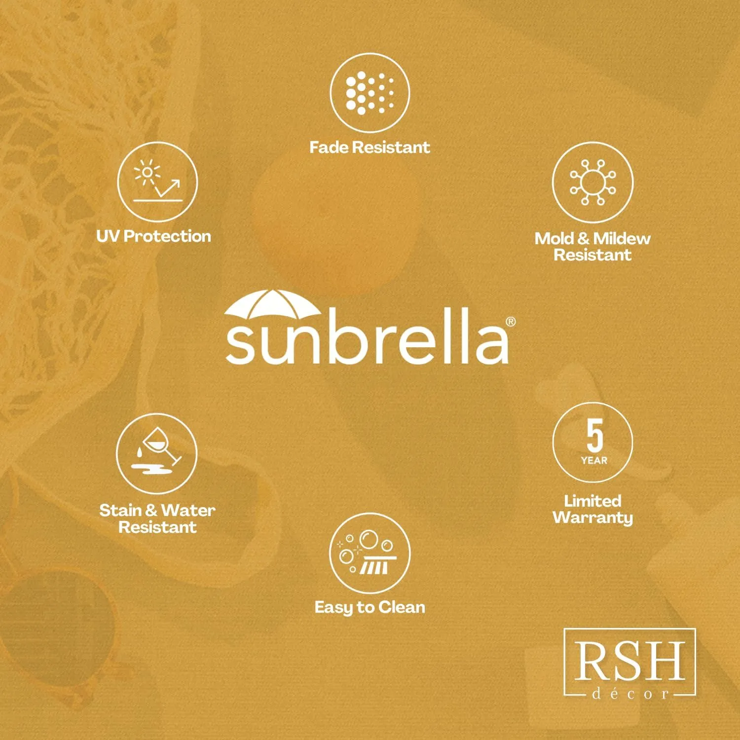 RSH DECOR: Sunbrella Pillow Covers Set of 2 | Covers Only - 17" x 17" | Outdoor Pillow Covers Crafted with Sunbrella Performance Fabric | Canvas Antique Beige