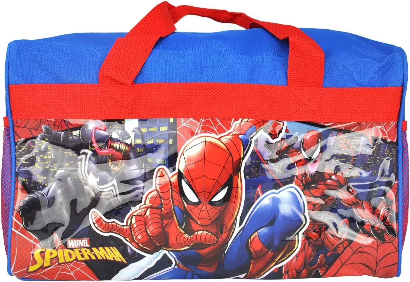 Ruz Spiderman 600D Polyester Duffle Bag with Printed PVC Side Panels