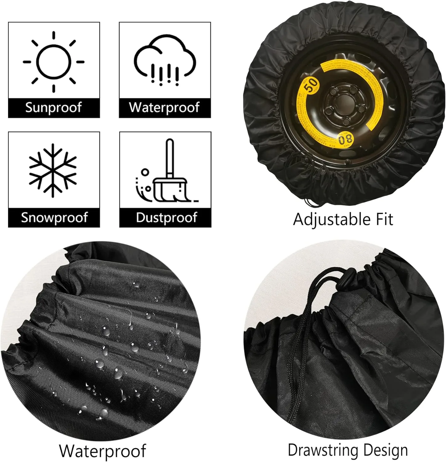 RV Tire Covers Spare Dj Bigfoot Camper Wheel Trailer Truck Travel Trailer SUV RV Universal Fits 13 Inch