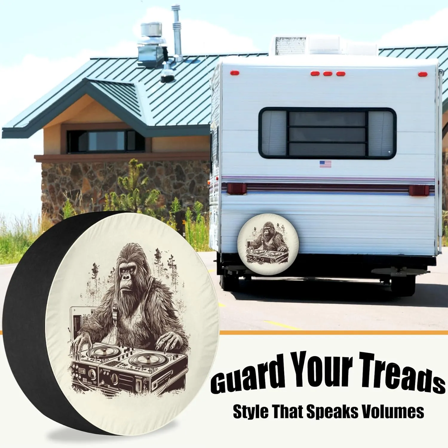 RV Tire Covers Spare Dj Bigfoot Camper Wheel Trailer Truck Travel Trailer SUV RV Universal Fits 13 Inch