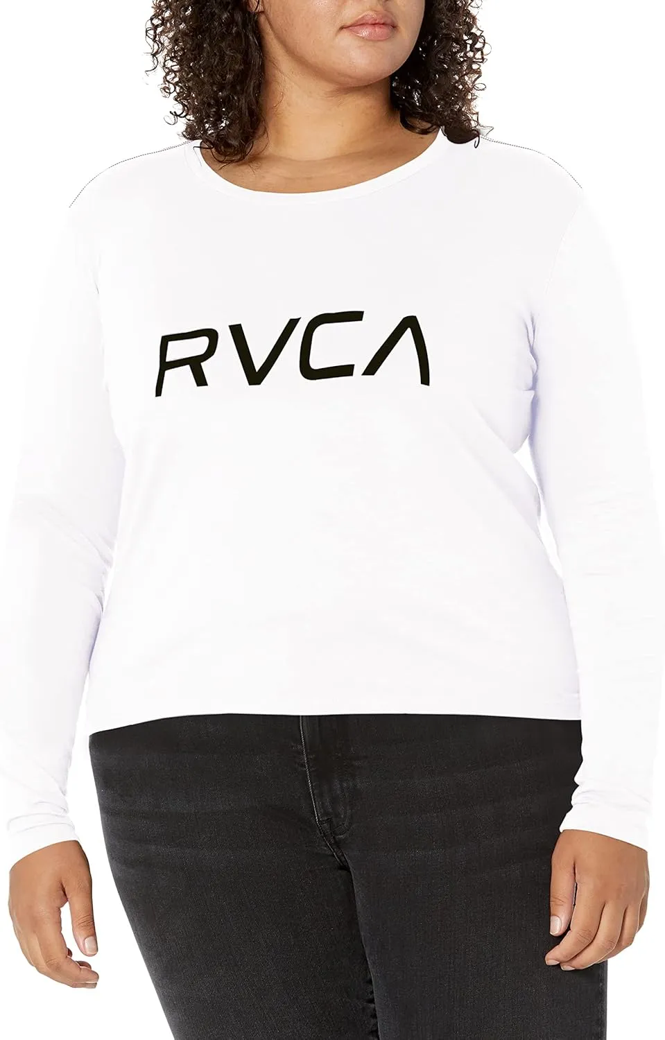 RVCA Women's Red Stitch Long Sleeve Graphic Tee Shirt