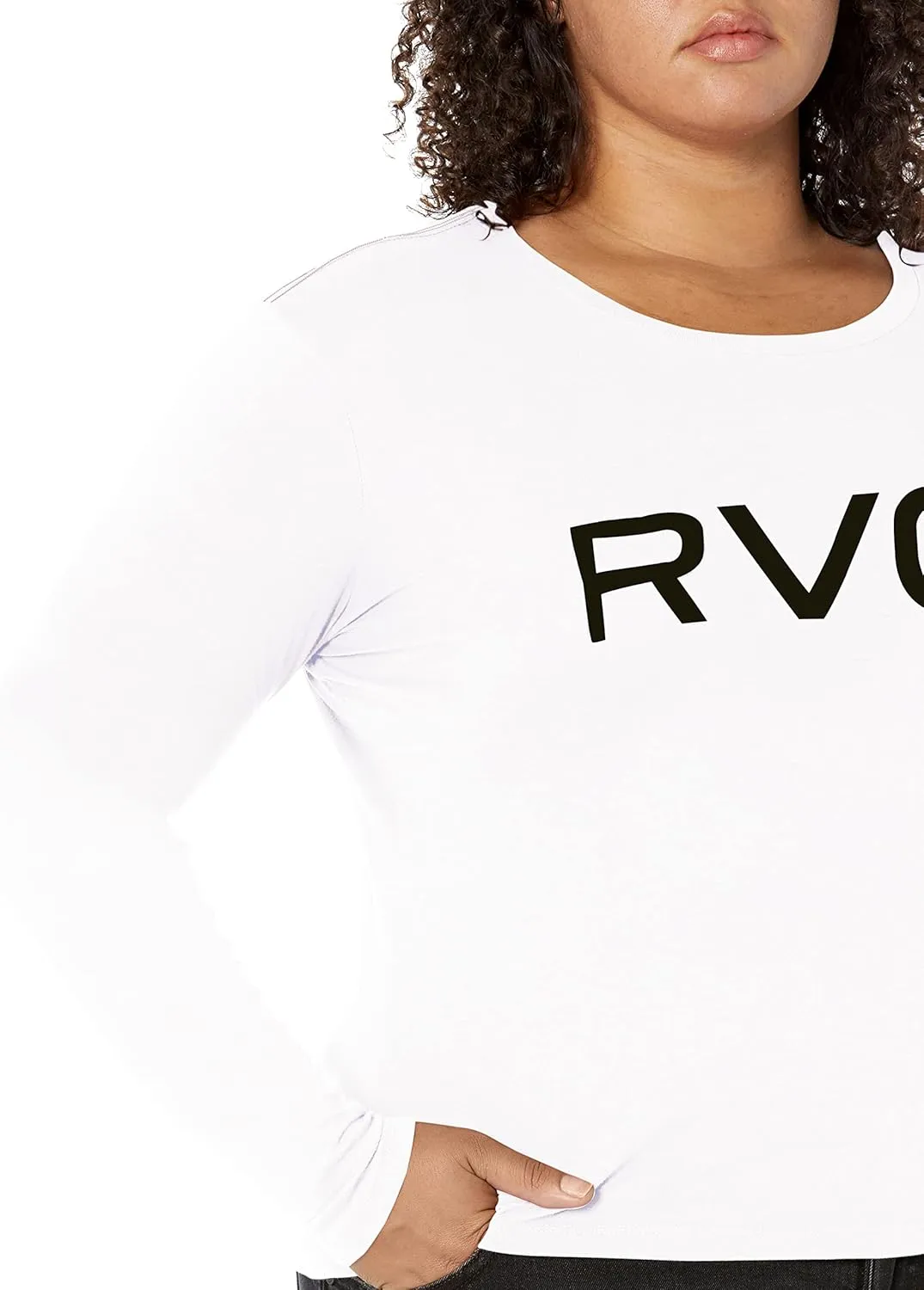 RVCA Women's Red Stitch Long Sleeve Graphic Tee Shirt