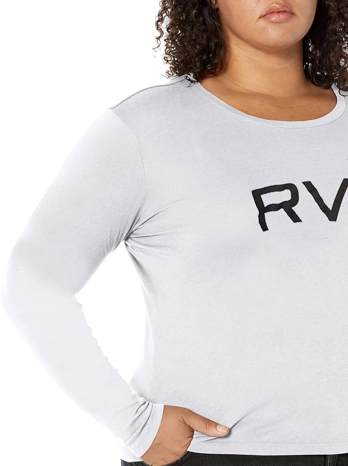 RVCA Women's Red Stitch Long Sleeve Graphic Tee Shirt