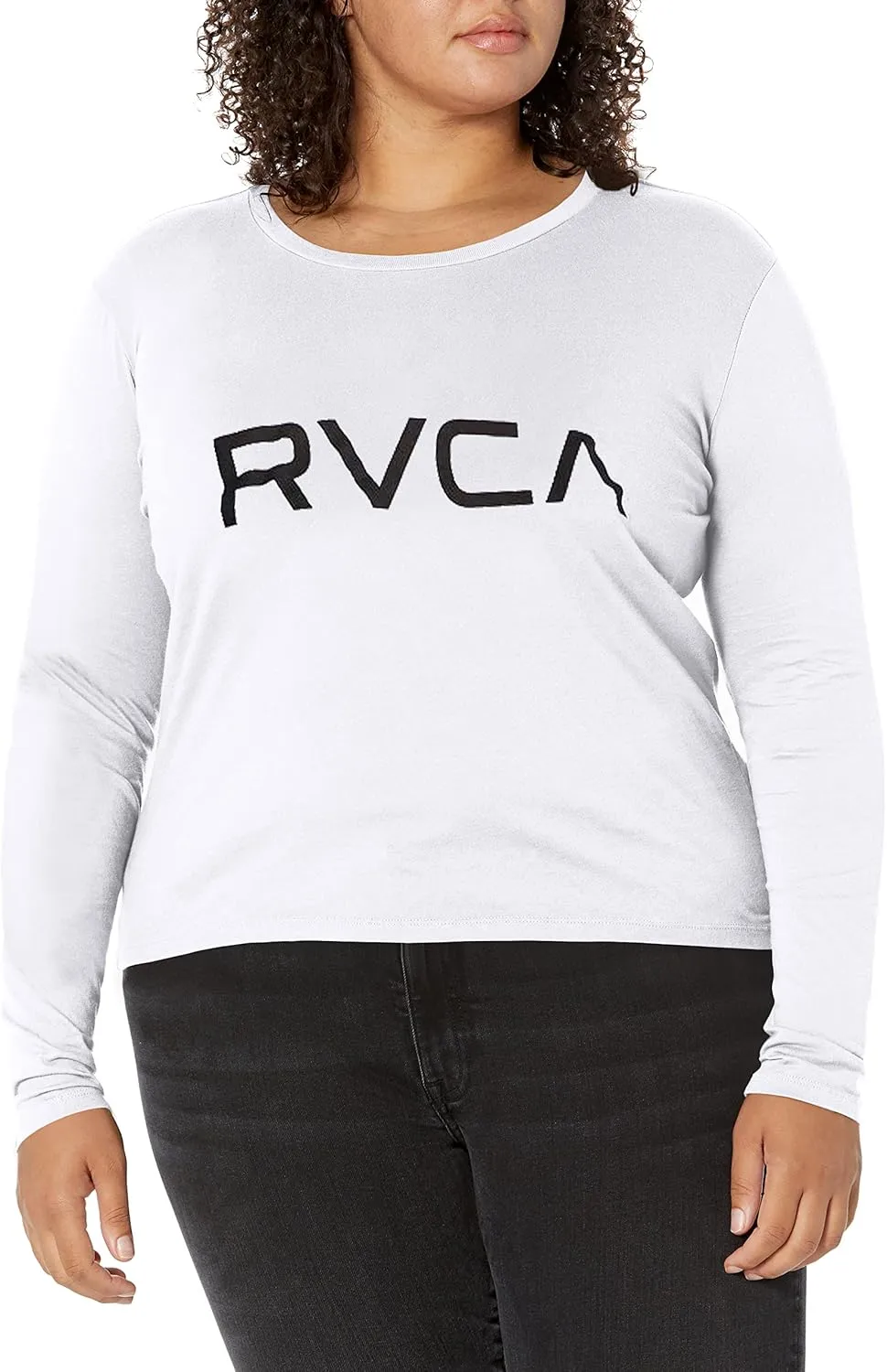 RVCA Women's Red Stitch Long Sleeve Graphic Tee Shirt
