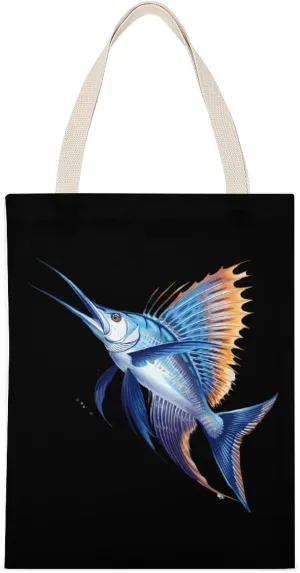 Sailfish Printed Canvas Tote Bags Shoulder Bag Reusable Grocery Shopping Handbag DIY Gifts 14"x18"