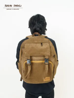 Sand Yellow Corduroy Fabric Metro Backpack