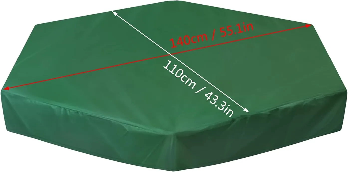 Sandbox Cover, Hexagon Sandbox Sandpit Cover with Drawstring Waterproof Sandbox Pool Cover Oxford Protective Cover for Sandpit Canopy Sand Toys Protection Cover for Outdoor (140X110cm)