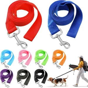 Sanwuta 9 Pack Nylon Dog Training Leash Bulk 6 ft Dog Leash for Small and Medium Puppy Traction Rope for Training, Play, Camping, or Backyard(Colorful)