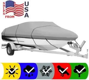 SBU Boat Cover Compatible for Boston Whaler Ventura 180 W/O Bow Rails 2004 All Weather Protection