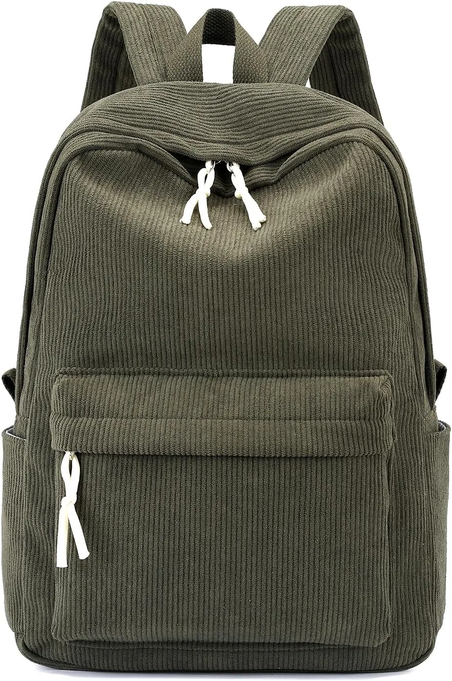 School Backpack for Girls Corduroy Bookbag 16inch Elementary Primary Preschool for Teen Boys Girl Travel Casual Daypacks (Green)