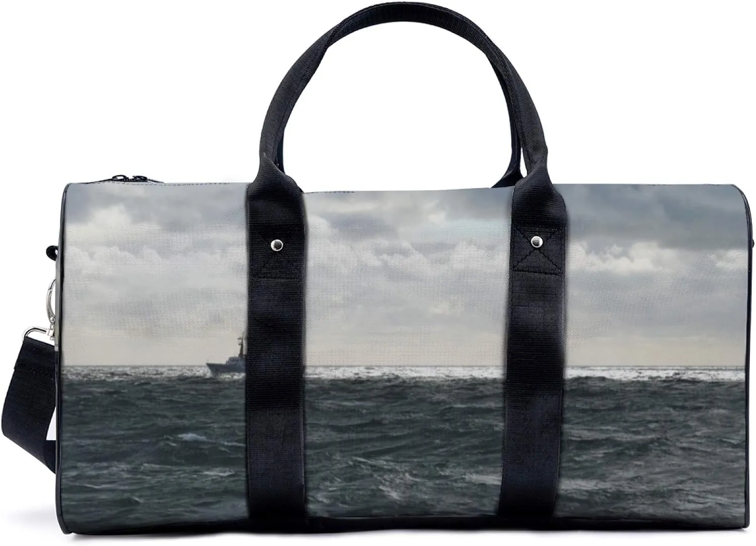 Sea and Ship Illustration Duffel Bag Travel Yoga Camping Gym Shoulder Bags Sports Handbag Lightweight canvas Tote Bag Holdall for Men Women