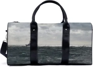 Sea and Ship Illustration Duffel Bag Travel Yoga Camping Gym Shoulder Bags Sports Handbag Lightweight canvas Tote Bag Holdall for Men Women