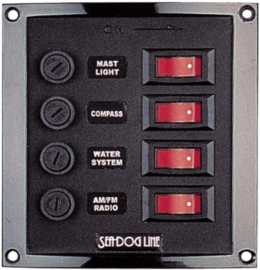 Sea Dog 424010-1 Vertical 4-Gang Rocker Switch Panel , black
