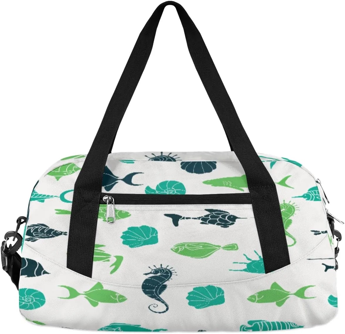 Seabed Animals Fish Seahorses Kids Duffle Bag for Boys Girls Overnight Travel Bag Kids Duffel Bags Ballet Weekender Bag for School Gym Sport Sleepover Carry On Bag