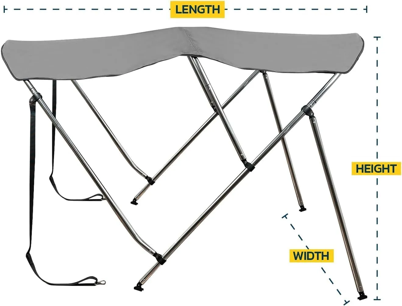 Seal Skin Covers 3 Bow / 4 Bow Bimini Top for Boats, Marine Grade Waterproof Canopy Cover with Frame, Durable Sun Shade Cover, Mounting Hardware, Rear Straps & Storage Boot