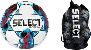 Select Blaze DB V22 Soccer Ball, White/Red/Blue, Size 5 & Duffle Ball Bag(Holds 12 Size 5 Soccer Balls), Black