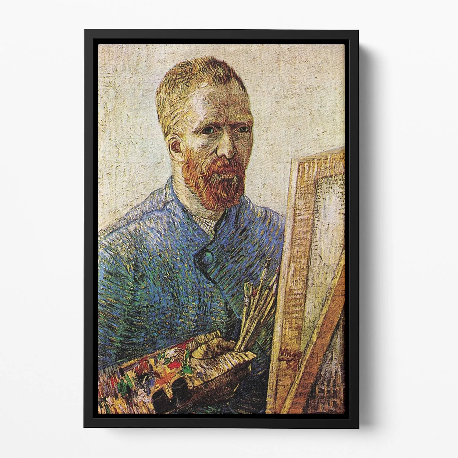 Self-Portrait in Front of the Easel by Van Gogh Floating Framed Canvas