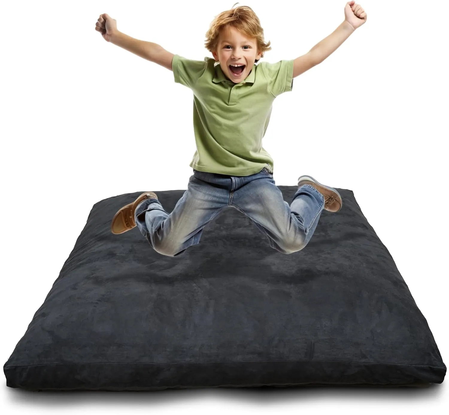 SENSORY4U Crash Pad for Kids Sensory Crash Pad with Foam Blocks - XL (5 Foot X 5 Foot) Grey - For Sensory Gym Room with Washable Cover