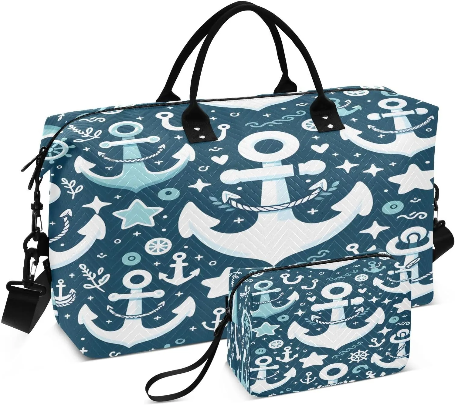 senya Travel Duffle Bag Weekender Bags Overnight Bag with Toiletry Bag Gym Duffel Bag Blue White Spear for Travel Business Trips Sport