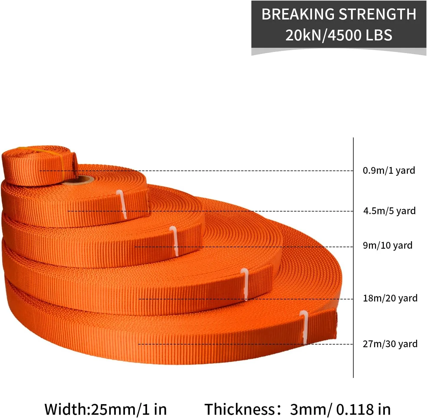 SEPEAK 1 inch Nylon Tubular Webbing, 20kN/4500 lbs, Heavy Duty Climbing Strap for Rescue, Outdoor Climbing, Firefighting, Rigging, Ziplining, Anchoring,Hanging
