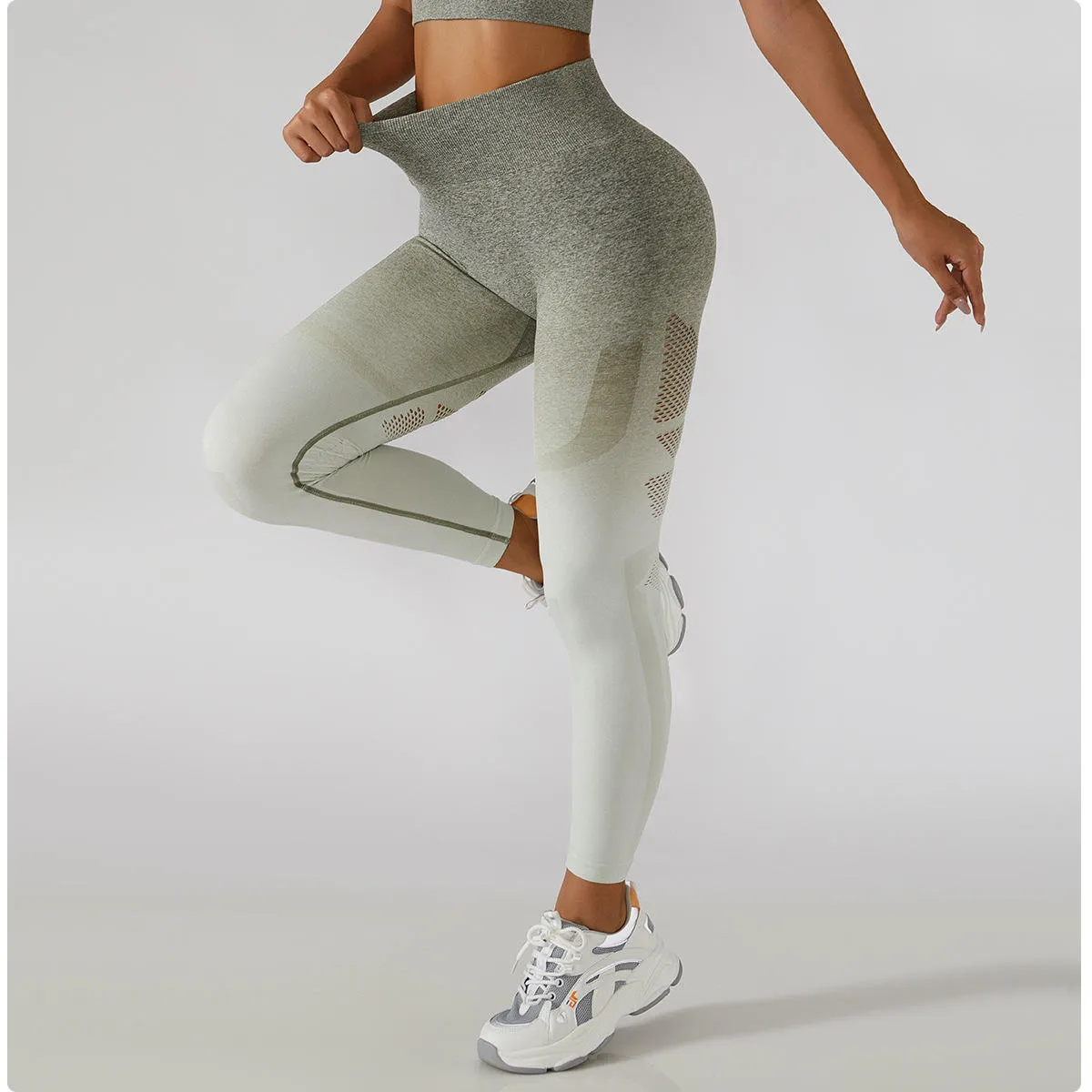 Sexy Breathable Mesh Ombre Gradient Seamless Yoga Leggings