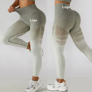 Sexy Breathable Mesh Ombre Gradient Seamless Yoga Leggings