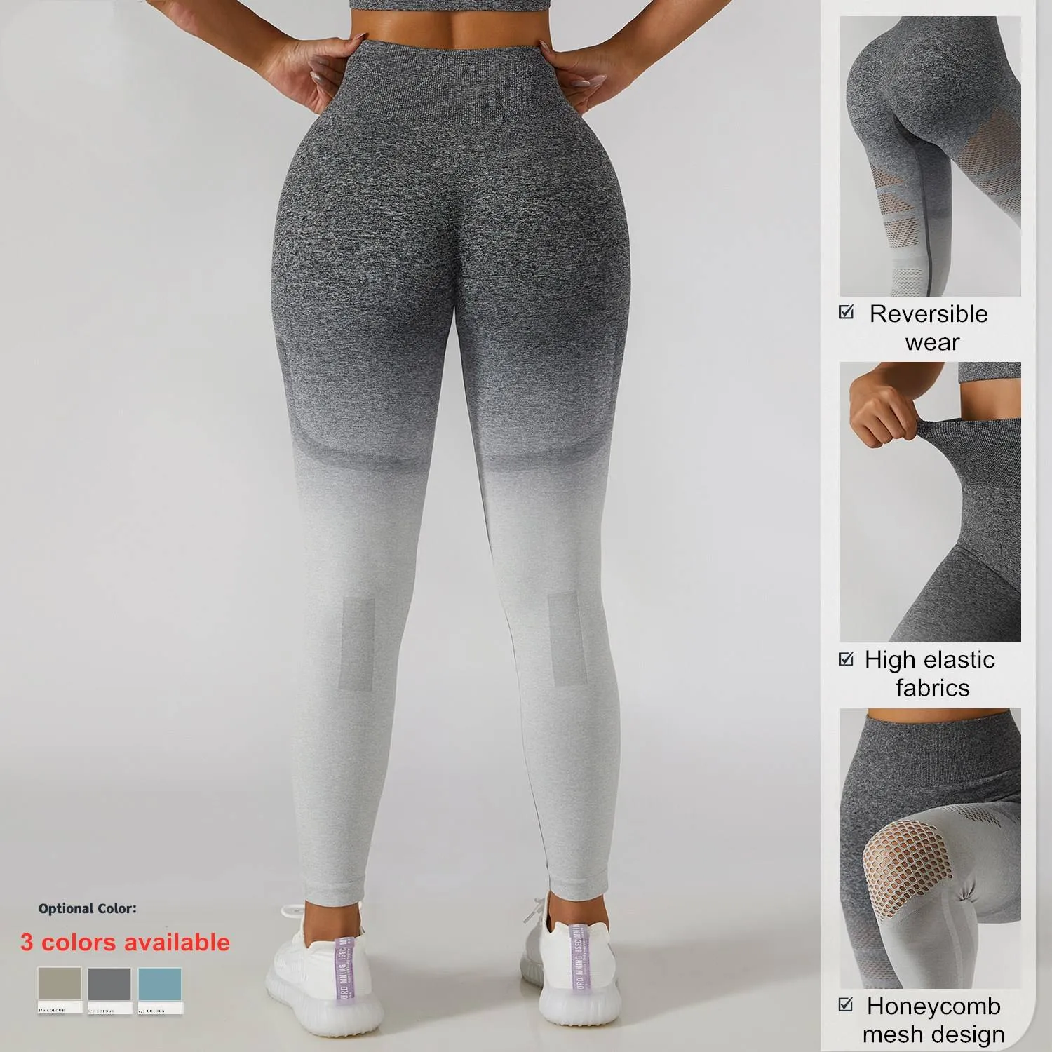Sexy Breathable Mesh Ombre Gradient Seamless Yoga Leggings