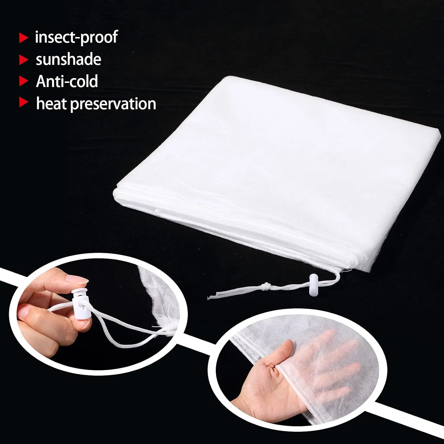 Shappy 6 Pcs Plant Covers Freeze Protection Winter Frost Blanket for Outdoor Plant Bag 23.6 x 31.5 Inch, 31.5 x 39.4 Inch Shrub Jacket with Drawstring Reusable Frost Cloth for Cold Weather Fruit Tree