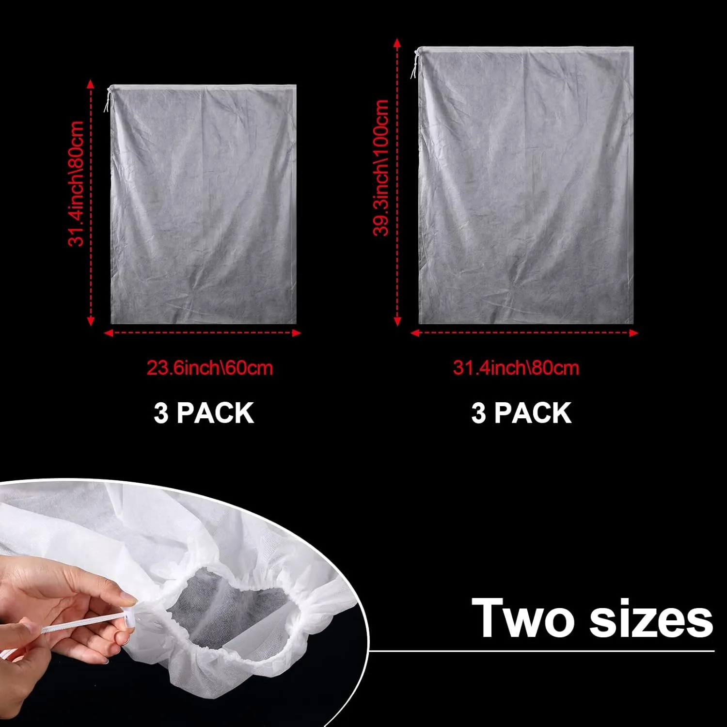 Shappy 6 Pcs Plant Covers Freeze Protection Winter Frost Blanket for Outdoor Plant Bag 23.6 x 31.5 Inch, 31.5 x 39.4 Inch Shrub Jacket with Drawstring Reusable Frost Cloth for Cold Weather Fruit Tree
