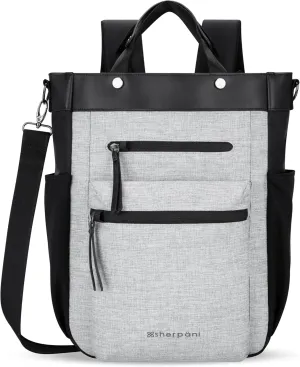 Sherpani Soleil, Anti Theft Convertible Backpack, 3 in 1 Tote Bag, Crossbody Purse, 18L Travel Backpack, Travel Gifts for Women, RFID Protection, Metal Hardware, Fits 15” Laptop (Sterling)
