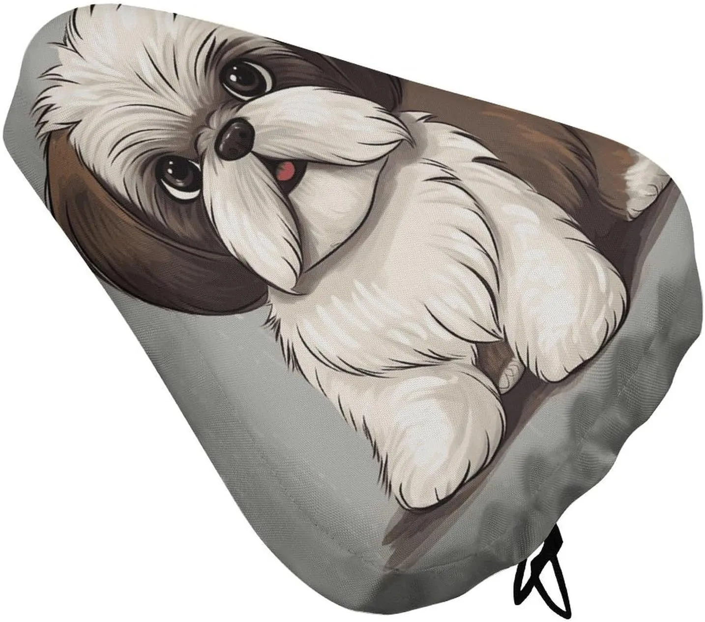 Shih Tzu Dog Bike Seat Cover Water-Repellent Exercise Bike Seat Cushion Bicycle Saddle Cover with Drawstring Rain Snow Dust Covers for City Mountain Road Biking