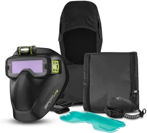 Shine SPOTLITE True Color Auto Darkening Welding Goggles Kit, Full Facepiece Protection Mask for Tig, Mig, Stick Plasma Cut, Neck & Shoulder Fireproof Cover Included