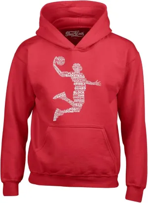 shop4ever Basketball Player Dunk Silhouette Word Cloud Hoodie Sweatshirts