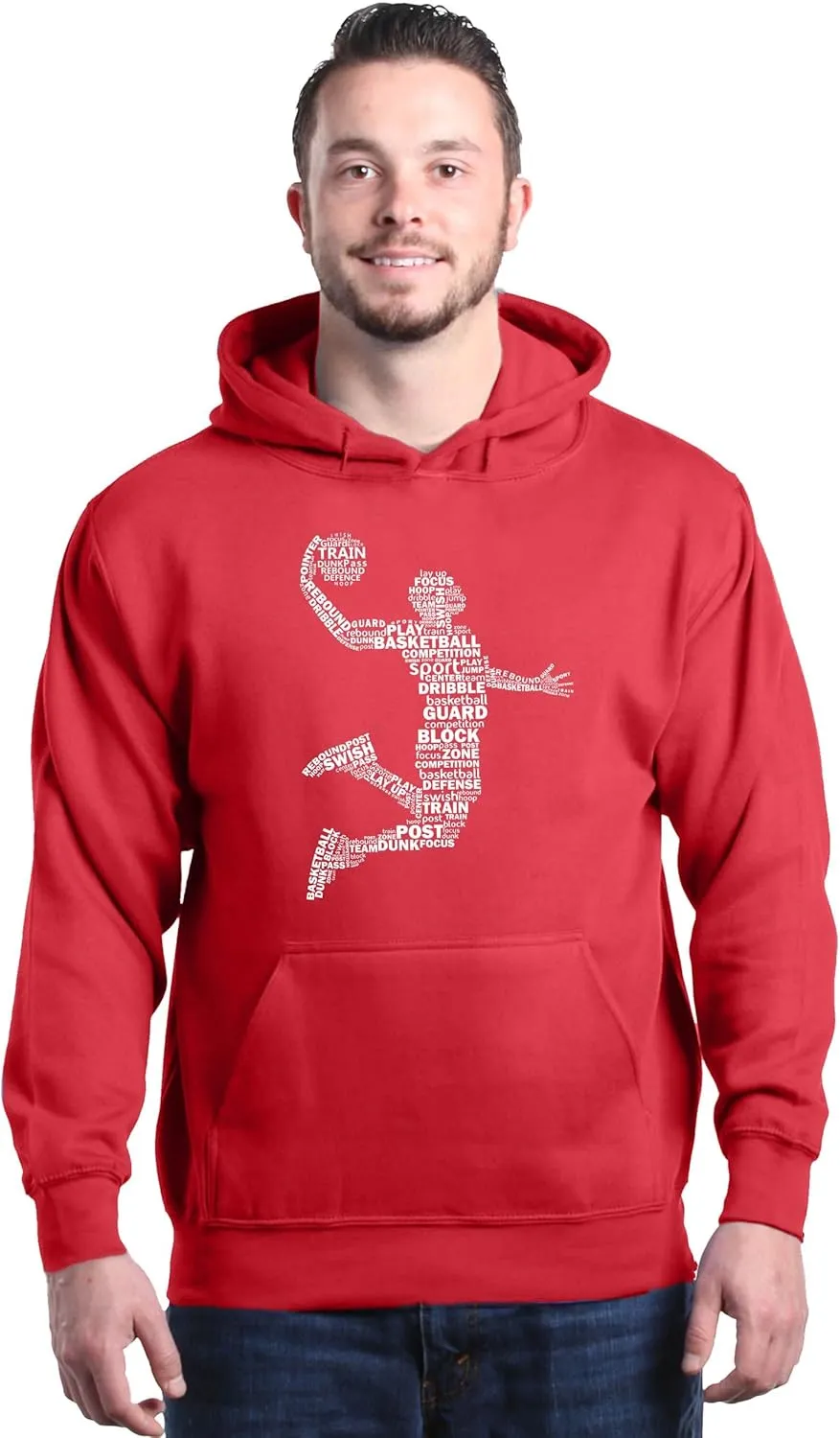 shop4ever Basketball Player Dunk Silhouette Word Cloud Hoodie Sweatshirts