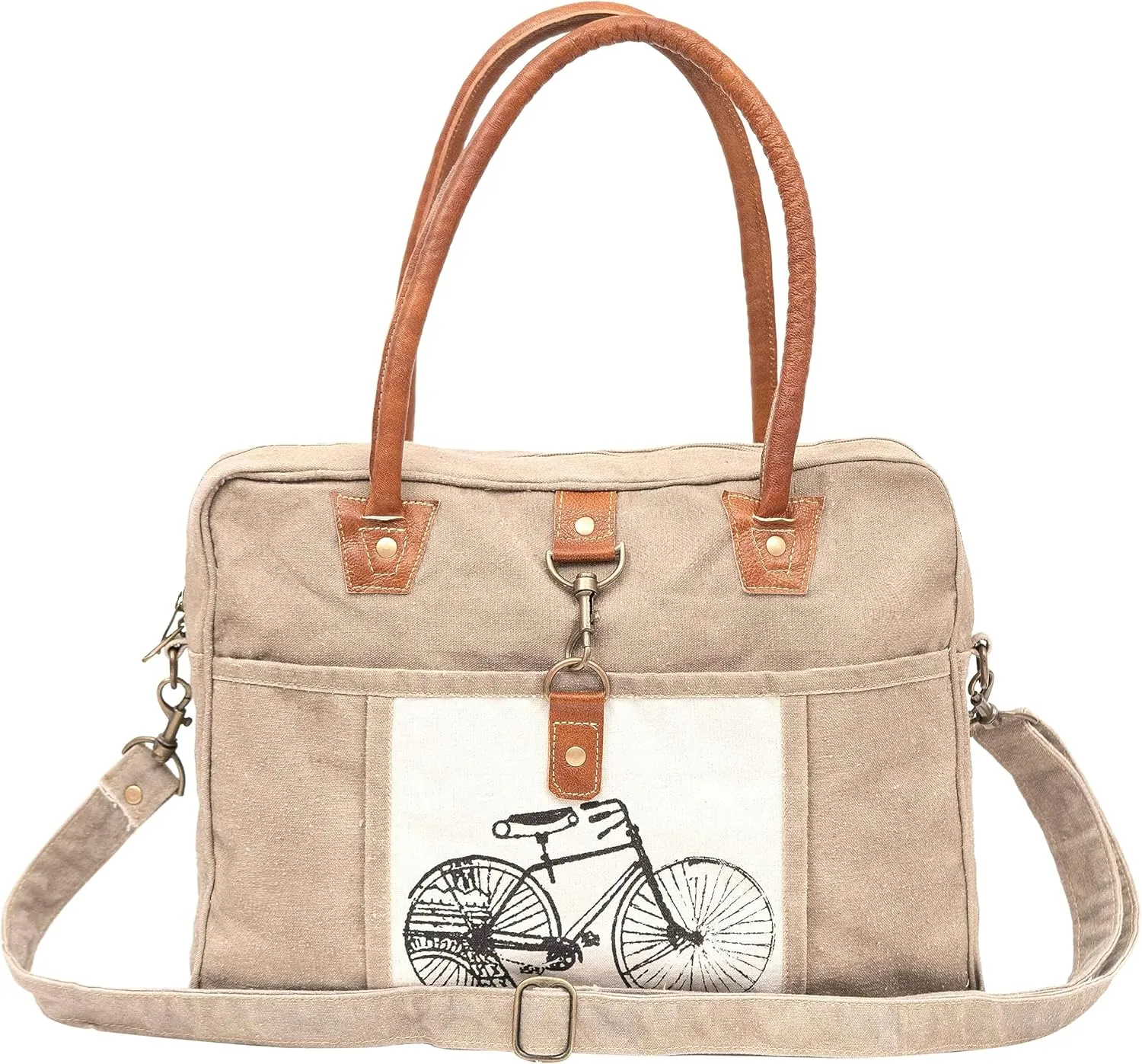 Shy Shy Bags Bicycle Upcycled Canvas Hand Bag & Cowhide Tote Bag & Canvas Leather Shoulder Bag