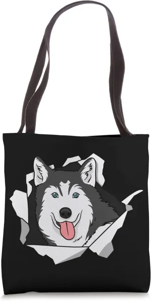 Siberian Husky Dog Breakthrough Cute Dog Animal Lover Tote Bag