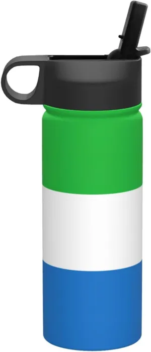 Sierra Leone flag Print Flask Stainless Steel Water Bottle with Straw 18OZ FOR Outdoor Gym Commute