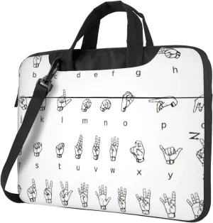 Sign Language Alphabet. Print Large Capacity Portable Crossbody Cute Laptop Bag For Women Men, 13 14 15.6 in