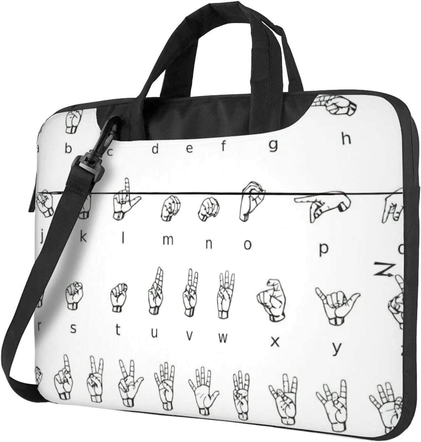 Sign Language Alphabet. Print Large Capacity Portable Crossbody Cute Laptop Bag For Women Men, 13 14 15.6 in