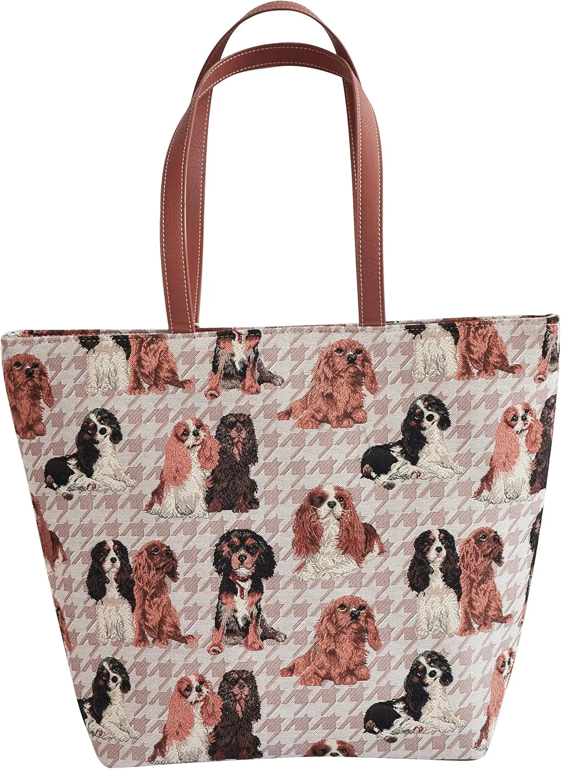 Signare Tapestry Shoulder Bag Tote Bag for Women with Cavalier King Charles Spaniel Dog Design (SHOU-KGCS)