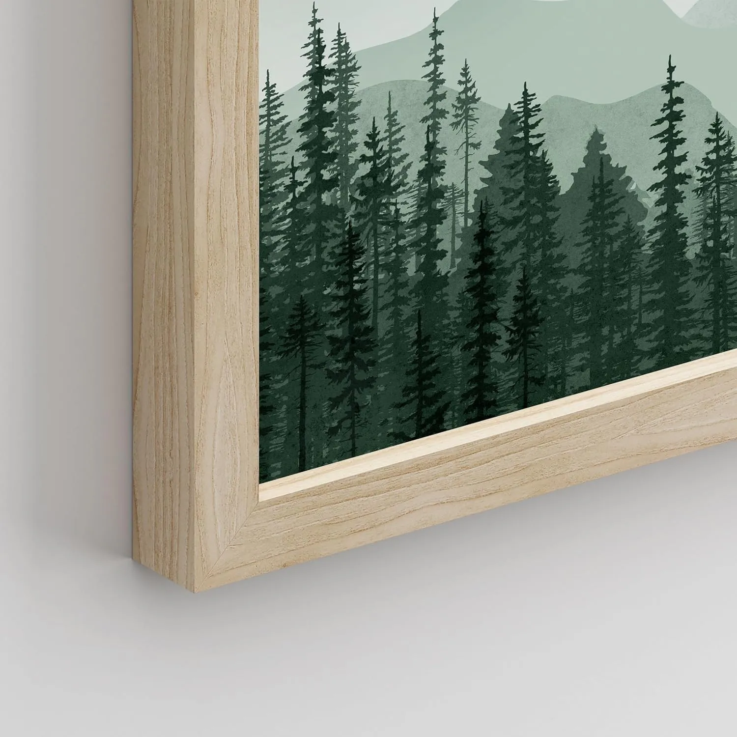 SIGNWIN Frame Sage Green Mountain Range Pine Tree Forest Wall Art, Set of 3 Nature Wilderness Illustrations Wall Decor Prints Minimalist Wall Décor for Living Room, Bedroom - 12"x16" Natural