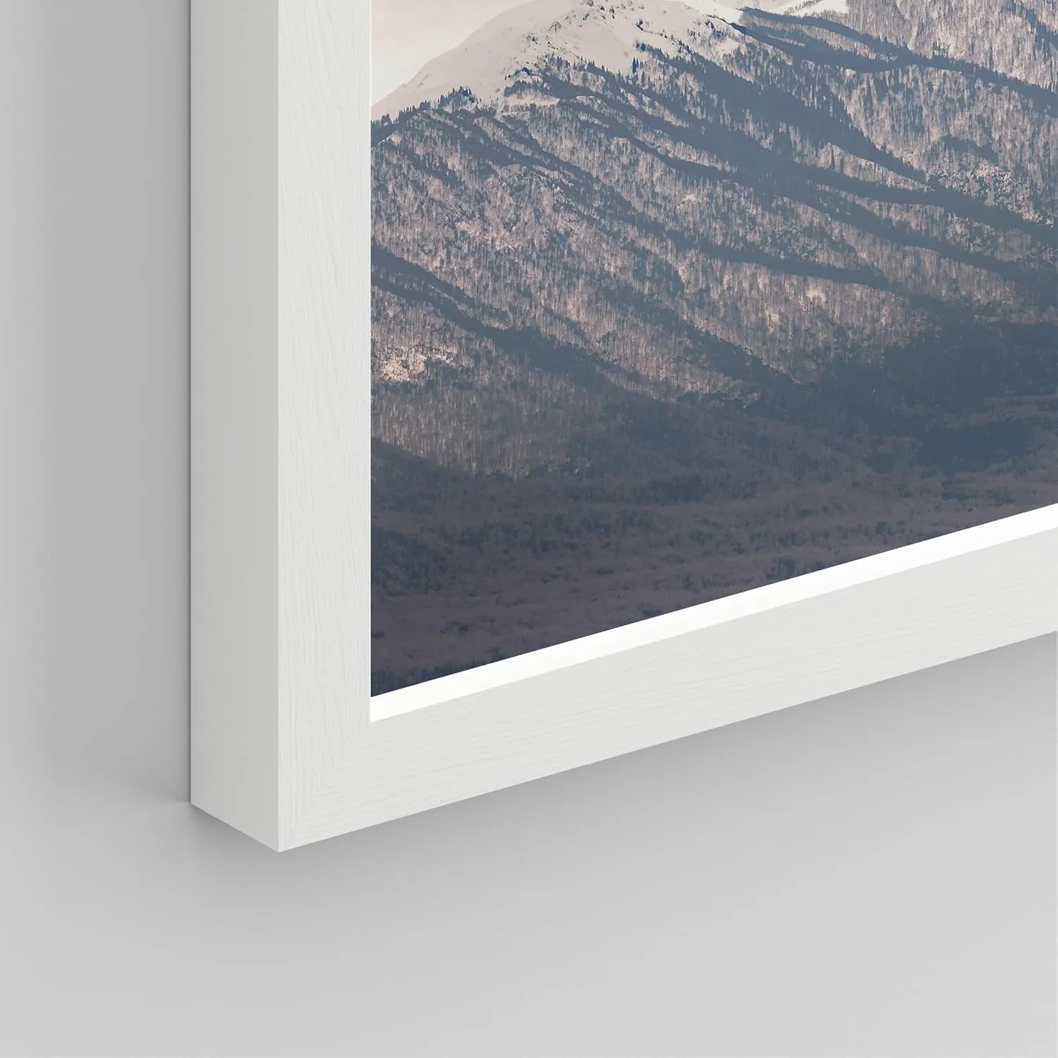 SIGNWIN Framed Snowy Mountain Range Wall Art, Set of 2 Washed Out Duotone Pink Sky Wall Decor Prints, Nature Wilderness Wall Décor for Living Room, Bedroom - 12"x16" White